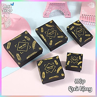 Hộp quà tặng hộp trang sức Màu đen Họa Tiết lá vàng sang trọng chất liệu cao cấp