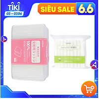 Combo 1 hộp 1000 miếng và 1 túi 180 miếng Miniso Bông tẩy trang 100% Cotton Nhật