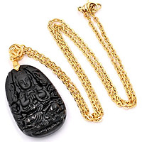 Vòng cổ Thiên Thủ Thiên Nhãn thạch anh đen 3.6 cm DIVTEB8 - Hộ mệnh người tuổi Tý - Đem lại may mắn, bình an trong cuộc sống - Dây đeo inox