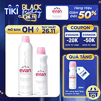 Combo 2 xịt khoáng cấp ẩm và làm dịu da Evian 300ml + 150ml