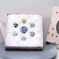 Tượng trang trí pha lê hộp giấy hình con heo set7 - Combo hộp 7 món