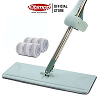 Cây lau nhà tự vắt Kitimop-X bàn lau 42x12cm, cán inox dài 125cm, miếng lau Mocrofiber, hàng công ty cao cấp, tặng kèm 2 bông lau
