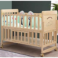 Cũi gỗ trẻ em, cũi 2 tầng làm nôi, ghép cạnh giường cha mẹ kích thước 105*60*90 gỗ thông. AKACHAN HONPO