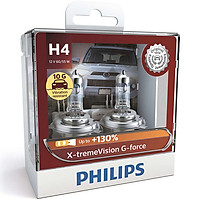 Hộp 2 Bóng đèn pha xe hơi Philips X-tremeVision G-force Plus + 130% H4 12342 XVG S2 12V 60/55W 3700K-Hàng chính hãng