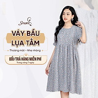 Váy Bầu Thiết Kế Chất liệu Lụa tằm Mềm mại Thoáng mát - Đầm bầu công sở babydoll thương hiệu Smom Việt Nam - MM05