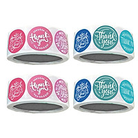 4 Rolls Thank You Packaging Sealing Stickers Round Paper Labels Red/Blue