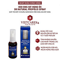 Keo ong xịt họng nhập khẩu chính hãng Úc PROPOLIS SPRAY (30 ml) giúp làm sạch khoang miệng, loại bỏ mùi hôi mang lại hơi thở thơm mát. Giúp ngăn ngừa vi khuẩn, ngăn ngừa viêm họng, đau rát họng