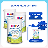 Combo 3 lon sữa bột dinh dưỡng công thức HiPP 1 Organic Combiotic chất lượng hữu cơ, hỗ trợ, tăng cường sức khoẻ hệ miễn dịch, bổ sung omega 3,6 (DHA&ARA) dành cho trẻ dưới 6 tháng tuổi (3 lon x 800g)