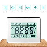 Carbon Dioxide Detector Air Quality Monitor Meter with Data Logging Clock Function 5.5-inch Large LCD Wall Mountable CO2