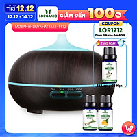 Combo Máy khuếch tán/ máy xông tinh dầu Bí Ngô vân gỗ tối Lorganic FX2027 + tinh dầu sả chanh + tinh dầu cam Lorganic (10ml x2)