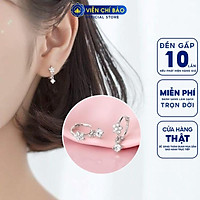 Bông tai bạc nữ hoa anh đào đính đá chất liệu bạc 925 thời trang phụ kiện trang sức nữ Viễn Chí Bảo B400421