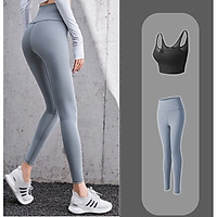 Quần Áo Tập Gym, Yoga, Aerobic Nữ, Bộ Đồ Gym 2 Món Quần Dài Và Áo Bra Đen Chất Thun Phối Lưới Quyến Rũ