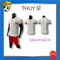 Bộ Quần Áo Bóng Đá, Đá Banh, Thể Thao Tuyển THUỴ SĨ Sân Khách Trắng - Thun Lạnh 4 Chiều, Logo Thêu Nổi Cao Cấp Đẹp Giá Rẻ