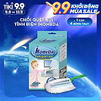 Chổi quét bụi tĩnh điện Ihomeda ( 1 cán + 4 bông lau) - iHomeda Static Dusting Duster ( 1 Mop + 4 Cleaning Dry Cottons )
