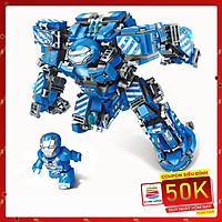 Lắp Ráp Xếp Hình Marvel Mô Hình Robot Hulkbuster Iron Man Xanh MK38 602 Khối LY76020 - Đồ Chơi Trẻ Em