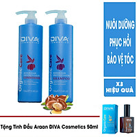 Trọn Bộ Gội - Xả Diva Cosmetics 750ML Siêu Tiết Kiệm Siêu Mềm Mượt - Tặng Tinh dầu Diva Cosmetics 50ml