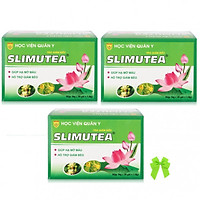 Bộ 3 hộp trà giảm béo tan mỡ chiết xuất lá sen học viện quân y SLimutea ( 20gói/ hộp) và nơ