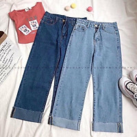 Quần Jeans Nữ Ống Rộng Lai Lật Siêu Đẹp-262