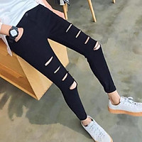Quần jean nam rách thời trang - chất jean dày co giãn tốt