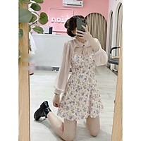 Đầm lolita tay dài hoa nhí siêu dễ thương