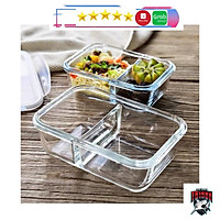 Hộp đựng cơm thủy tinh giữ nhiệt văn phòng 2 ngăn cao cấp an toàn 1000ml dùng được cho lò vi sóng