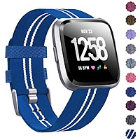 Woven Watch Band Compatible with Fitbit Versa/Fitbit Versa 2/Fitbit Versa Lite Edition Breathable Fabric Strap for Men Women Smartwatch