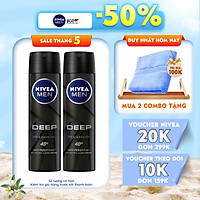 Bộ đôi Xịt ngăn mùi NIVEA MEN Deep than đen hoạt tính (150ml x2) - 80027