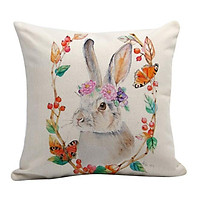 Easter Bunny Pillow Cover Linen Sofa Car Cushion Cover Decor Pillow Case