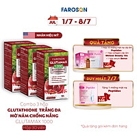 Combo 3 hộp viên uống glutathione Faroson Glutamax 1000 trắng da mờ nám chống nắng 30 viên