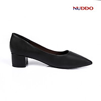 Giày cao gót công sở nữ cao cấp NUDDO mũi nhọn da mềm gót vuông 3p NU207