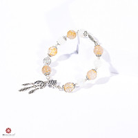 Vòng tay đá thạch anh tóc vàng và đá mặt trăng phối charm bạc thái 925 - hợp mệnh Kim, Thủy - Chiêu tài lộc, phù trợ bình an | VietGemstones