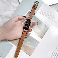 Dây đeo đồng hồ for Mi Band Strap 3/4/5 / 6 Dây đeo bằng da NFC Dây đeo bằng da kim loại thời trang