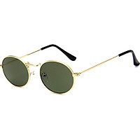 Unisex Outdoor Retro Style Sun Glasses Stylish Metal Frame Oval Color Lens UV400 Sunglasses for Men Women