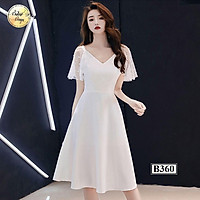 Váy đầm xòe B360 Trắng thời trang nữ hàng thiết kế Cao Cấp