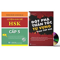 Combo 2 sách Luyện giải đề thi HSK cấp 5 có mp3 nge +Đột Phá Thần Tốc Từ Vựng Giao Tiếp HSK tập 1+DVD tài liệu