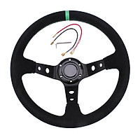 14 Inch 350mm Modified Suede Leather Steering Wheel Automobile Deep Corn Drifting Race Steering Wheel