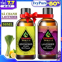 Combo 2 Tinh Dầu Sả Chanh 50ML (Lemongrass) + Tinh Dầu Oải Hương 50ML (Lavender) - Tinh Dầu TIDAMO Nguyên Chất Xông Phòng Giúp Thư Giãn, Thơm Phòng và Nâng Cao Sức Khỏe - Rất Tốt Khi Sử Dụng Với Máy Xông Tinh Dầu
