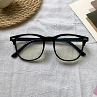 Gọng kính mắt tròn nam nữ chất liệu nhựa dẻo kèm mắt 0 độ chống ánh sáng xanh