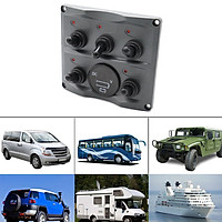 Marine Electric 5 Gang LED Toggle Switch Panel With 1 Power Socket