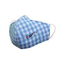 Khẩu trang sợi hoạt tính Kissy size M kẻ caro xanh trắng