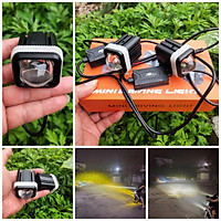 Siêu đèn trợ sáng xe máy ô tô 80W bi cầu 2 màu cốt pha M.A bản đặc biệt 4 chế độ cho khách víp