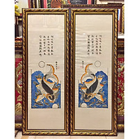 Tranh dân gian Đông Hồ, Cặp Cá Ngư Vọng Nguyệt -H54