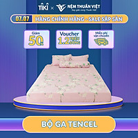 Bộ Ga Giường Tencel Thuần Việt Cao Cấp - Họa Tiết Hoa Mẫu Đơn Hồng TVM09 (4 Món)