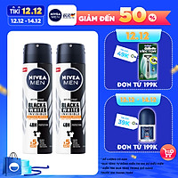 Combo 2 Xịt Ngăn Mùi NIVEA MEN Black & White Ngăn Vệt Ố Vàng Vượt Trội 5in1 (150ml) - 85388