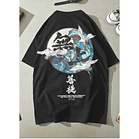 Áo thun Tay lỡ Nam Nữ Form Rộng Unisex Thiên hạc màu đen size M,L,XL Trùm Unisex