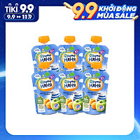 Combo 6 Gói Trái cây nghiền vị táo, mơ và kem tươi Fruto Nyanya 90g
