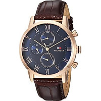 Tommy Hilfiger Men's Sophisticated Sport Stainless Steel Quartz Watch with Leather Strap, Brown, 22 (Model: 1791399)