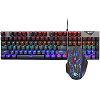 HXSJ L300 Wired Keyboard Mouse Combo L300 RGB Backlit Keyboard N-key Rollover Blue Switch+H300 5500DPI Mouse