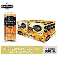 Thùng 24 lon nước táo lên men Strongbow Vị Đào 330ml/lon