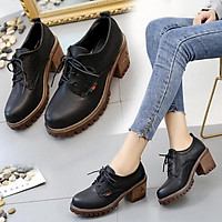 【Quần áo SF】New Shoes Small Leather Shoes Chunky Heel High Heels British Style Dr. Martens Boots PumpschicVintage Women's Shoes